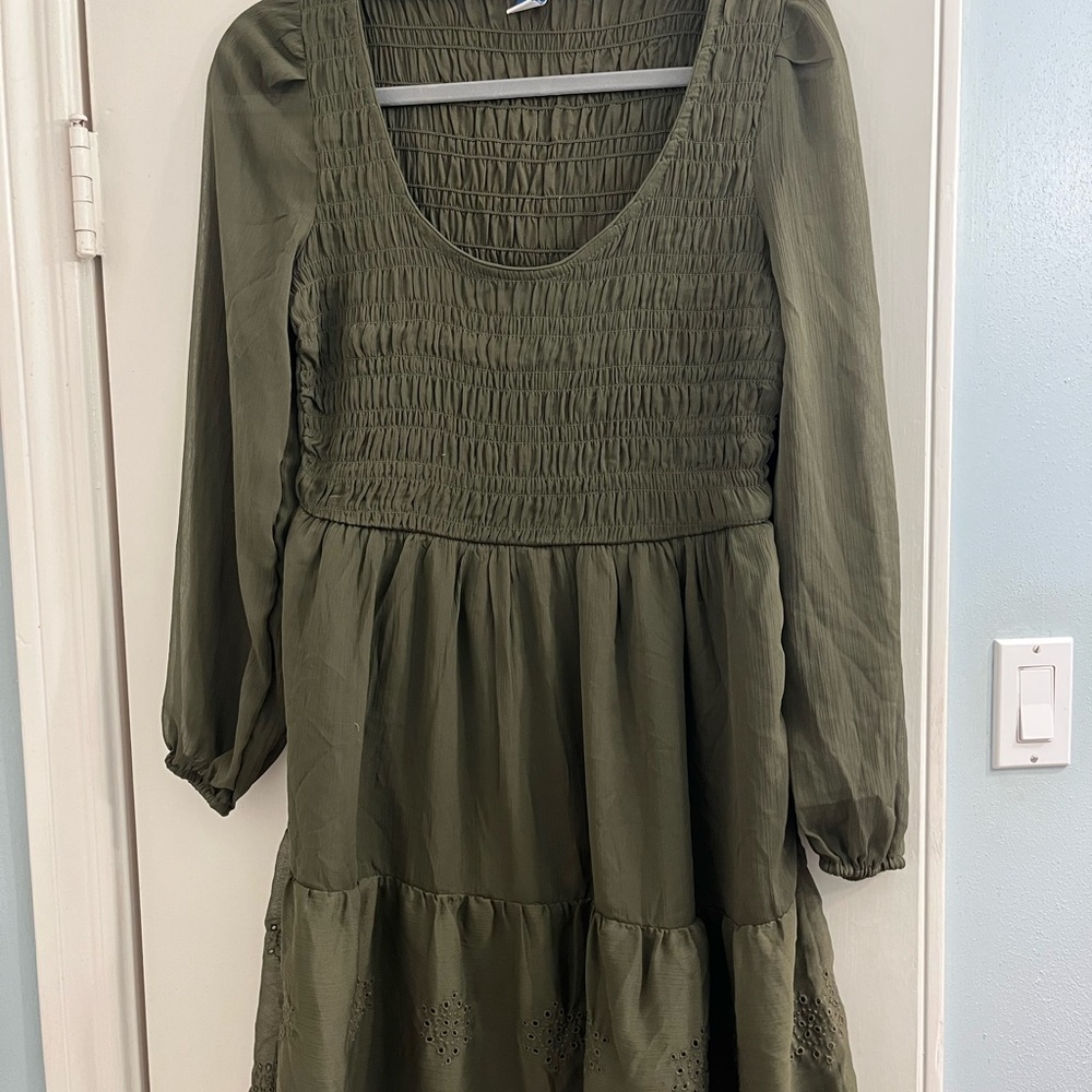 Old Navy Forest Green Smocked Dress